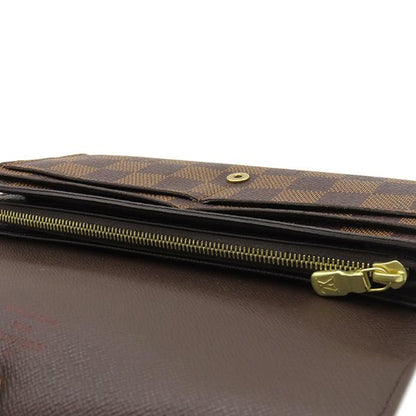 Louis Vuitton Long Wallet Portefeuille Sarah Damier Canvas Damier Ebene Gold