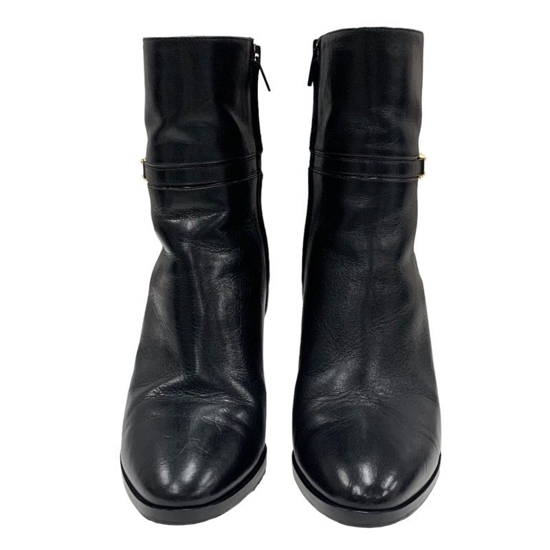 Celine Boots Short Boots Shoes Leather Black Gold Triomphe