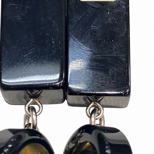 Chanel Earrings Coco Mark Mirror Black Gold Silver 01P Brand Accessories