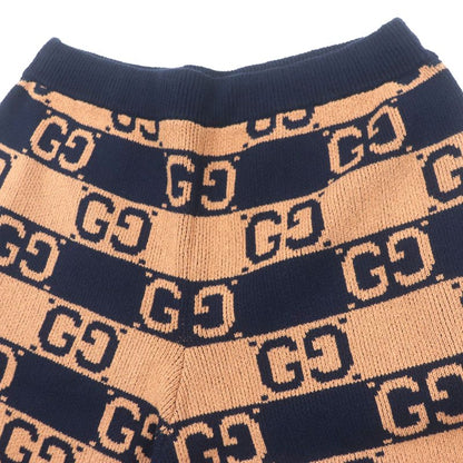  Gucci 752098 GG Cotton Jacquard Knit Half Pants Shorts Brown Navy S Made In