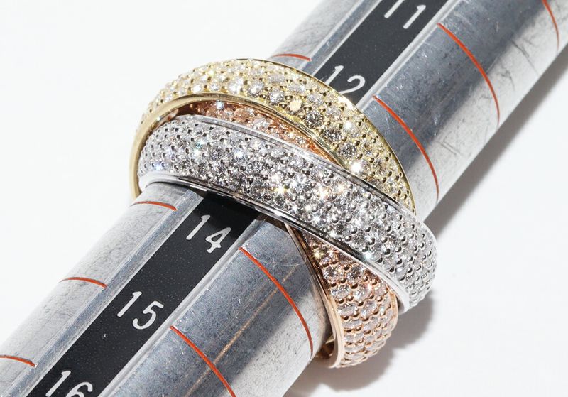 Cartier Rings 18K Yellow Gold 18K White Gold 18K Pink Gold Diamond Trinity Ring