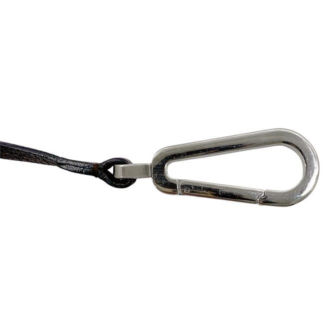 Prada Key Ring With Carabiner Silver Brown 1ap087 Excellent Condition Brass