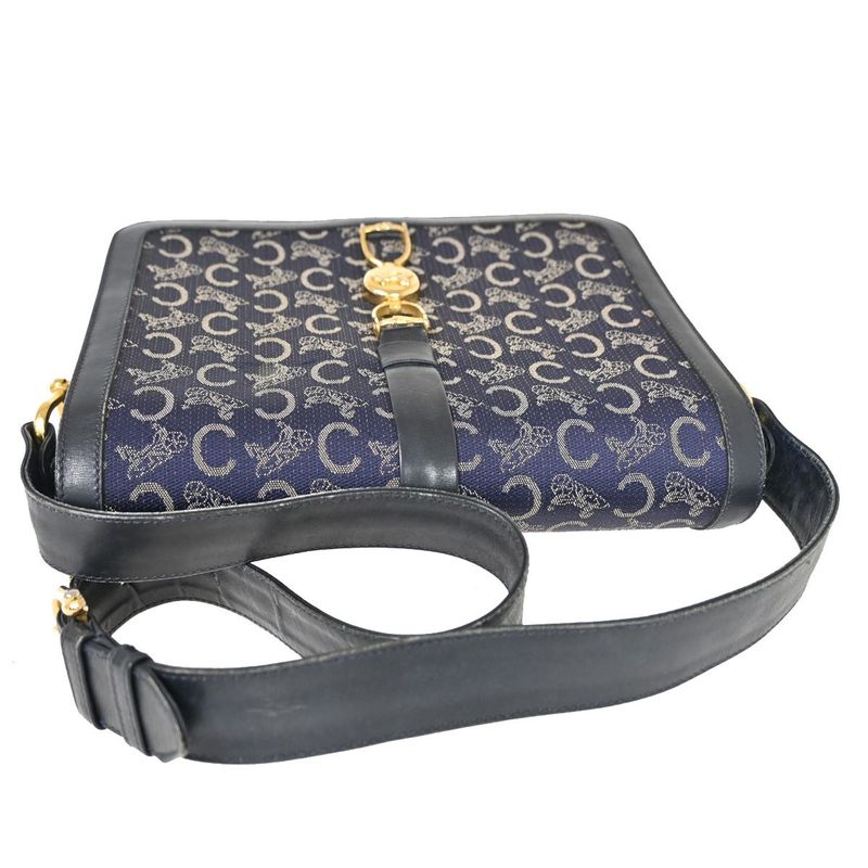 Celine Carriage One Shoulder Bag Macadam Navy Gold 60bs100