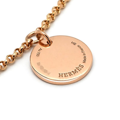 Hermes Bracelet Exlibris PM 18k Pink Gold Diamonds Rose Gold Sh Pink Gold Au750