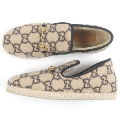 Gucci Mouton GG Logo Allover Horsebit Mouton Lining Slip-on Espadrilles Beige
