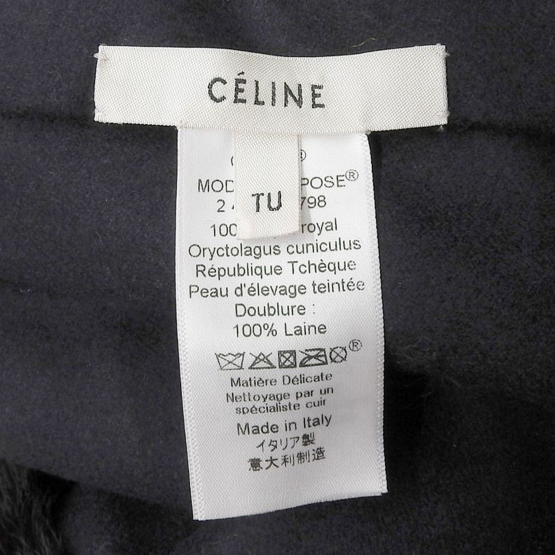 Celine 2 4b13/4798 100% Lapin Fur Neck Warmer Snood Dark Brown TU Made In