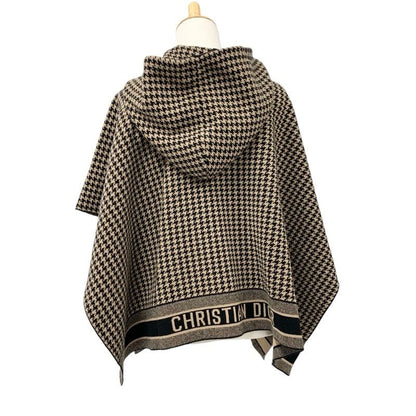 Christian Dior Outerwear Brown Black Knit Poncho Houndstooth