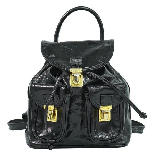 Fendi Patent Leather Backpack Black