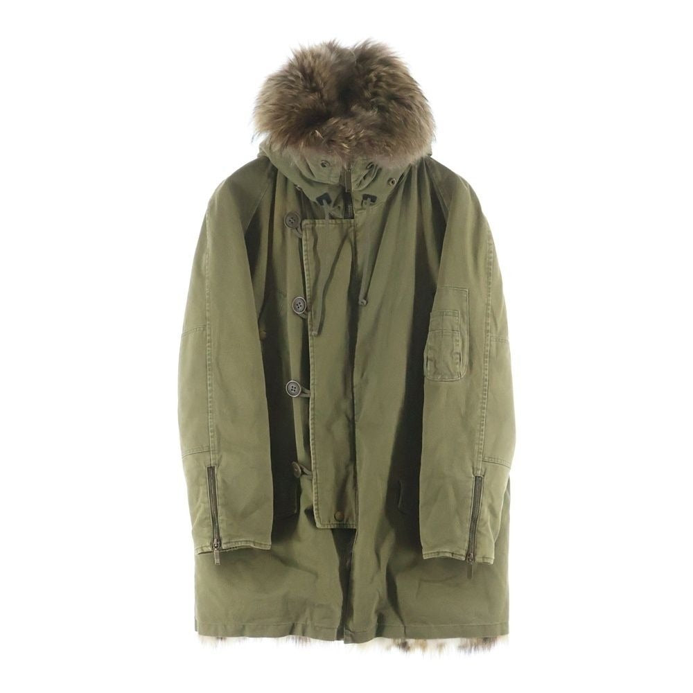Saint Laurent Paris Rack in Fur Lining Hooded Zip Up Long Jacket Mods Coat