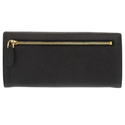 Prada Saffiano Leather Black Long Wallet Bifold Long Wallet Black 0301 Prada