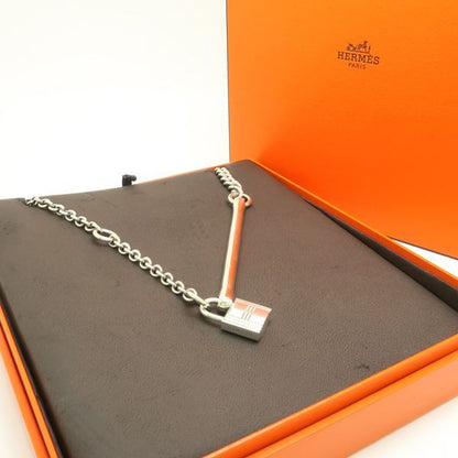 Hermes Cadena SV Necklace Ag925 Vintage Hermes Silver Box Padlock Bar