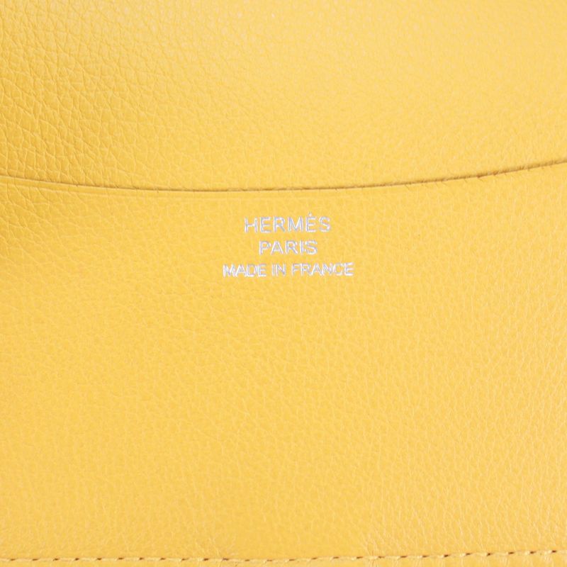 Hermes Agenda GM Leather Yellow Wallet (other) Silver