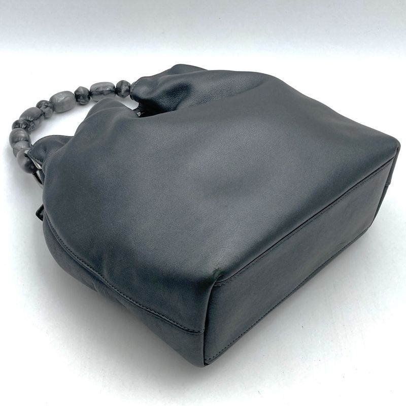 Christian DIOR Maris Pearl Handbag Leather Gray Women