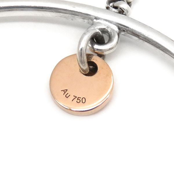 Hermes Earrings Ex Libris Hoop Silver 925 18k Pink Gold Silver X Pink Gold