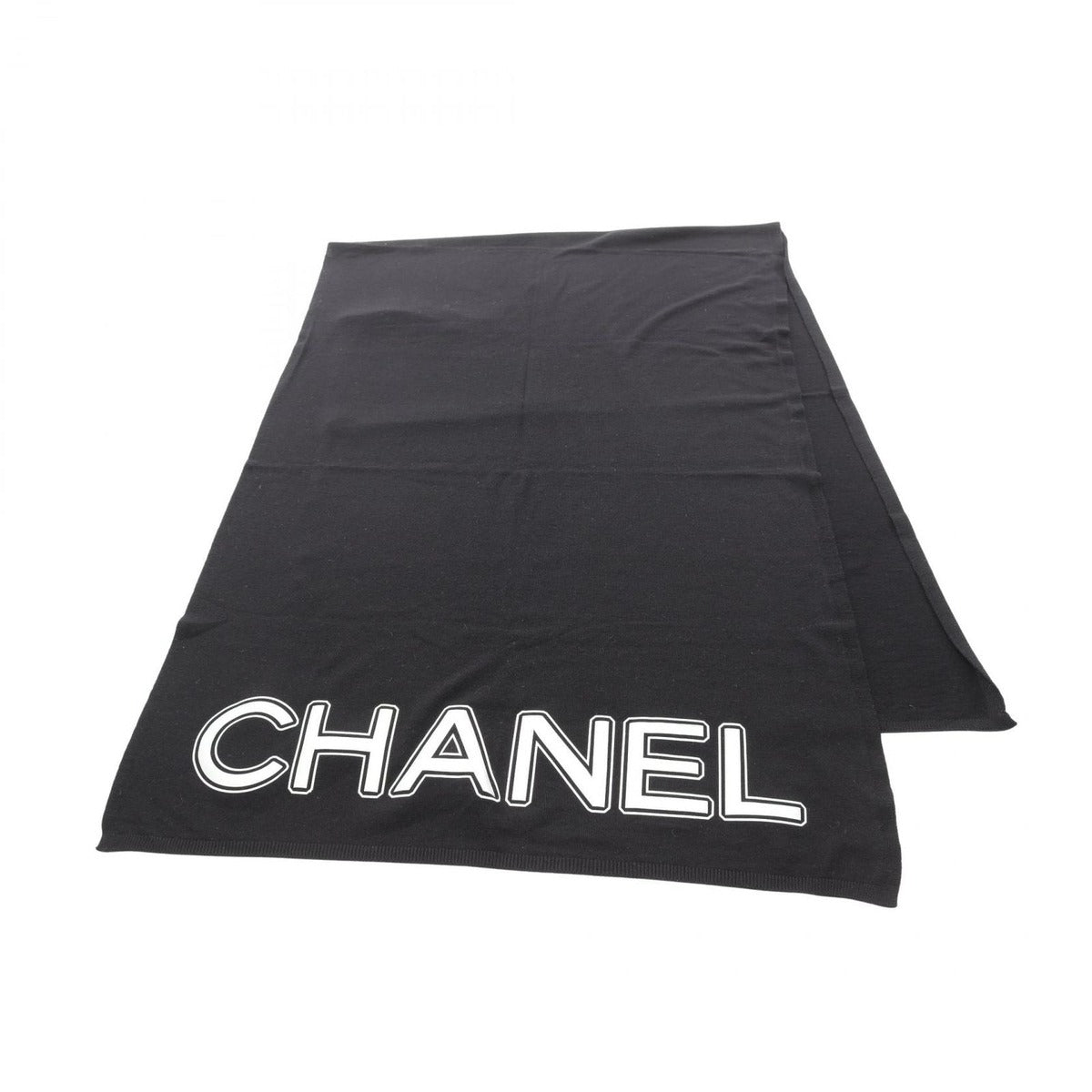 Chanel Muffler Black Wool a Scarf