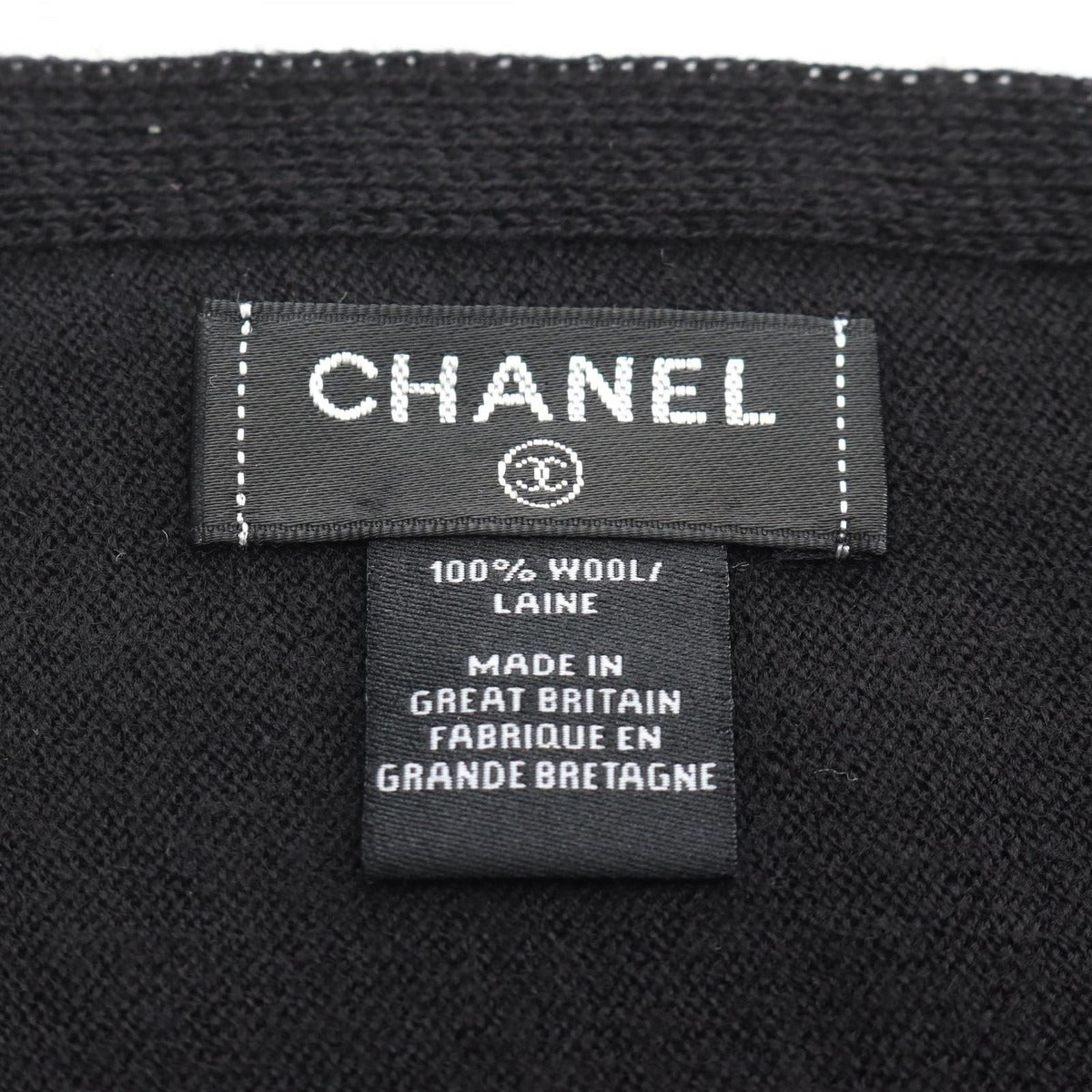 Chanel Muffler Black Wool a Scarf — view 2