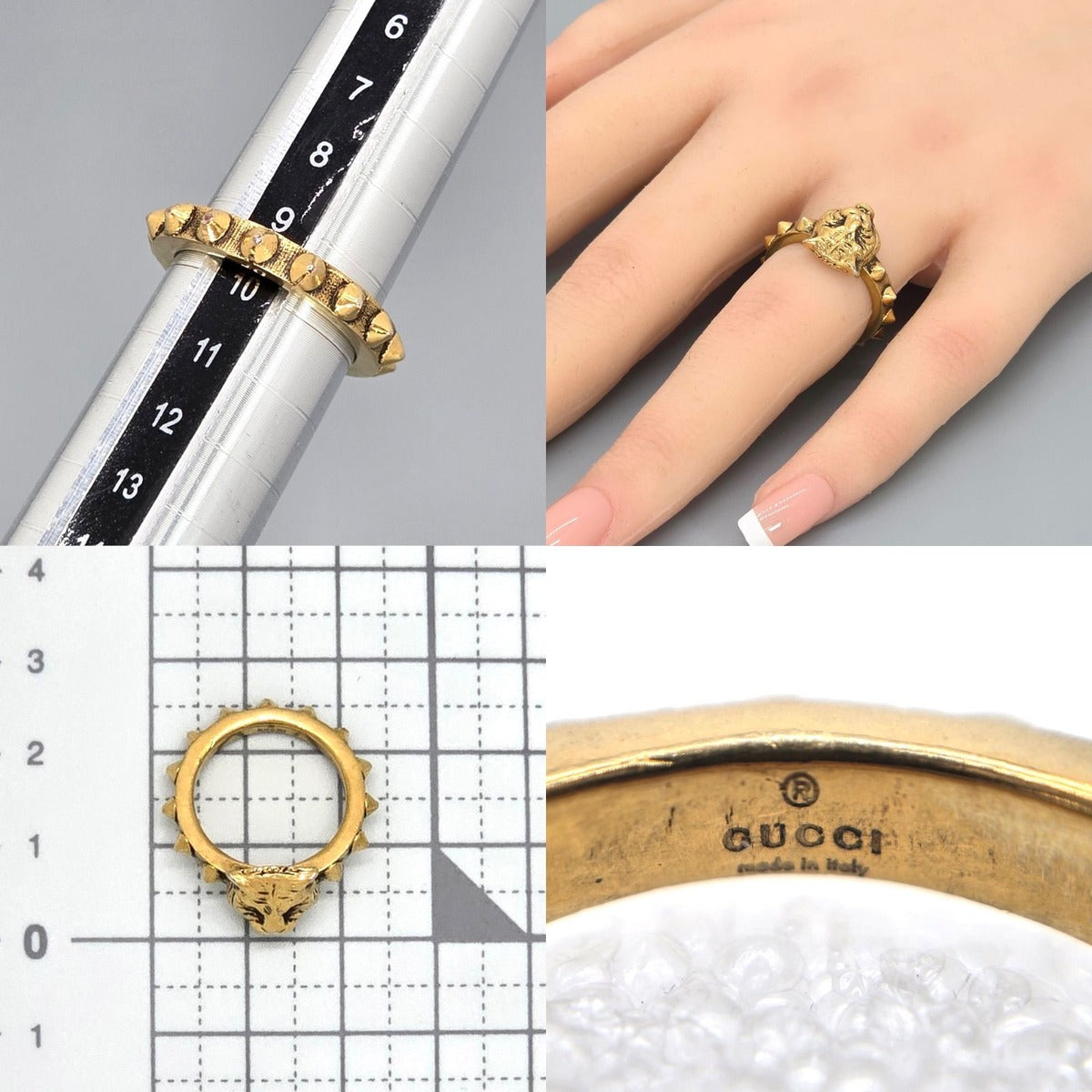 Gucci Cat Head Studs Ring Gold — view 7