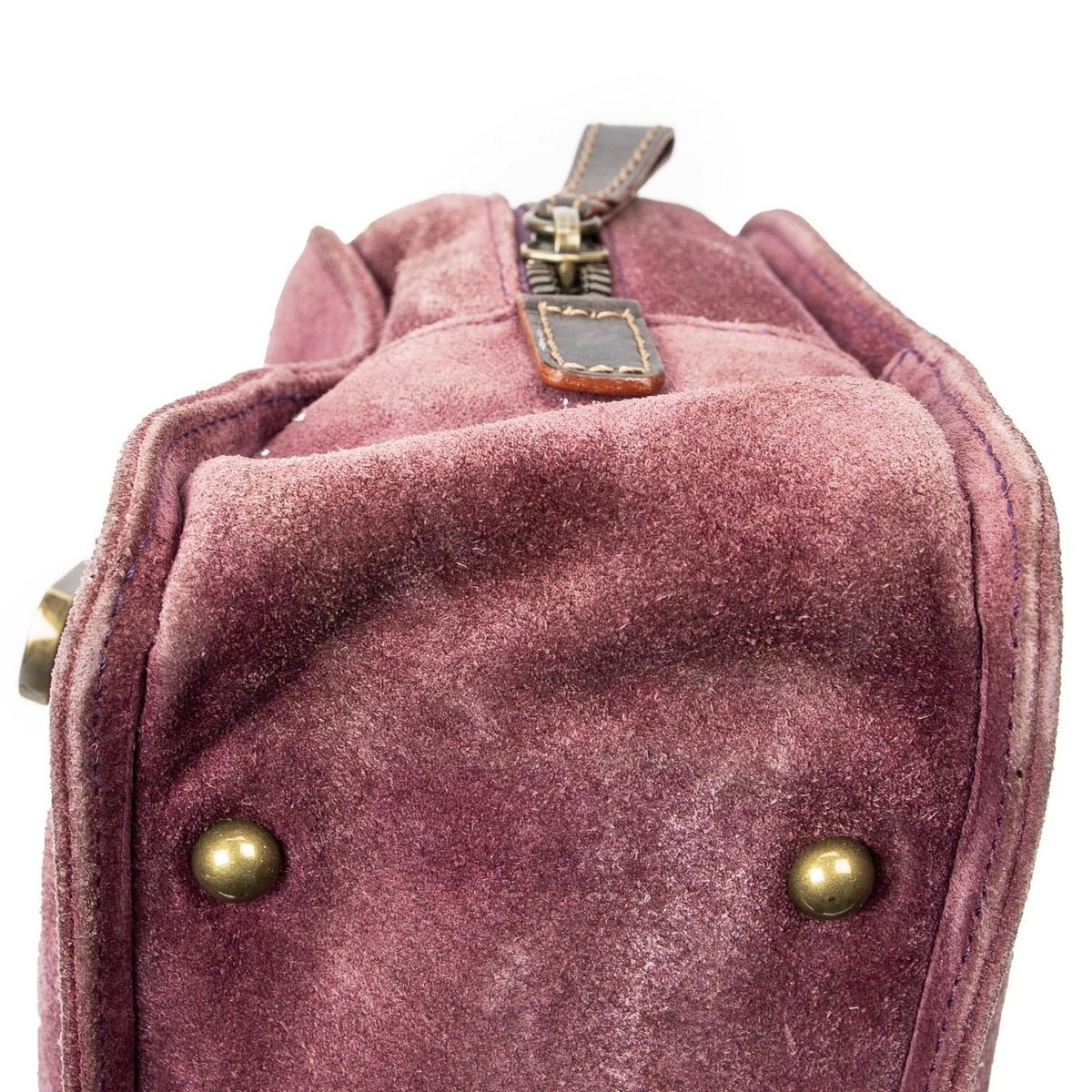Loewe Studded Amazon Nava Gandy Brown Suede Leather Shoulder Bag — view 8
