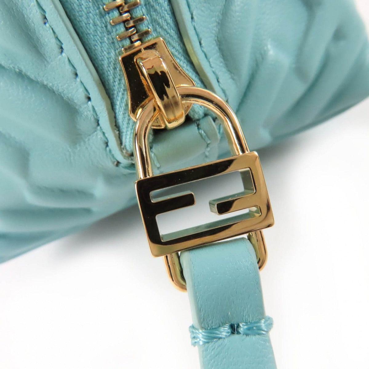 Fendi Bucket Pouch Small FF Motif Fenbos Nappa Leather Blue — view 7
