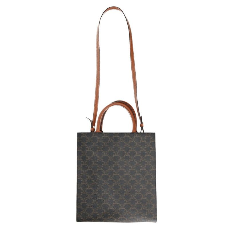 Celine Vertical Cabas Small Triomphe Logo Leather 2WAY Tote Bag Men's