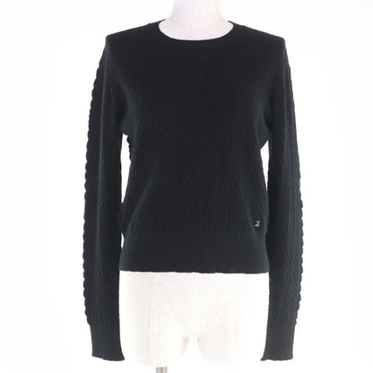 Chanel Cashmere Coco Mark Long Sleeve Knit Top Black 38