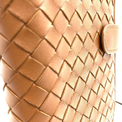 Bottega Veneta Intrecciato Foldable Wallet Brown Leather Men Women Fashion