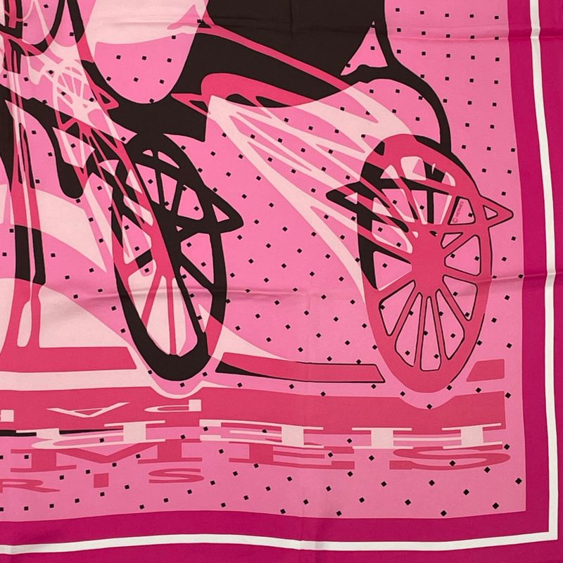 Hermes Carre 90 Caleche Elastique Scarf Silk Pink