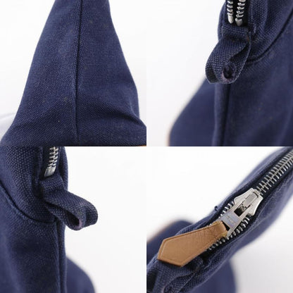 Hermes Bolide Pouch 25 Cotton Canvas Navy Blue Unisex Pouch