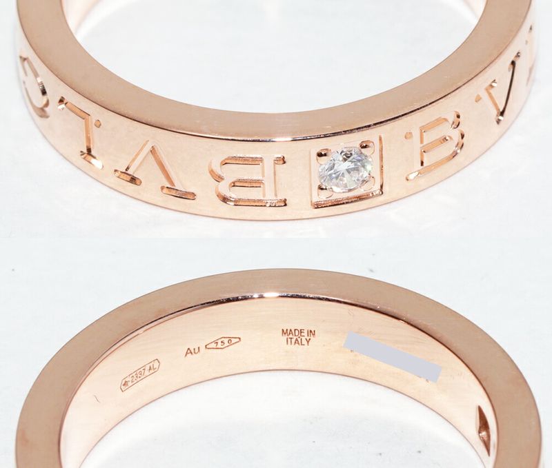 Bulgari Ring 18K Pink Gold Diamond 1p(004ct) Bzero1 Ring Bulgari Double Logo