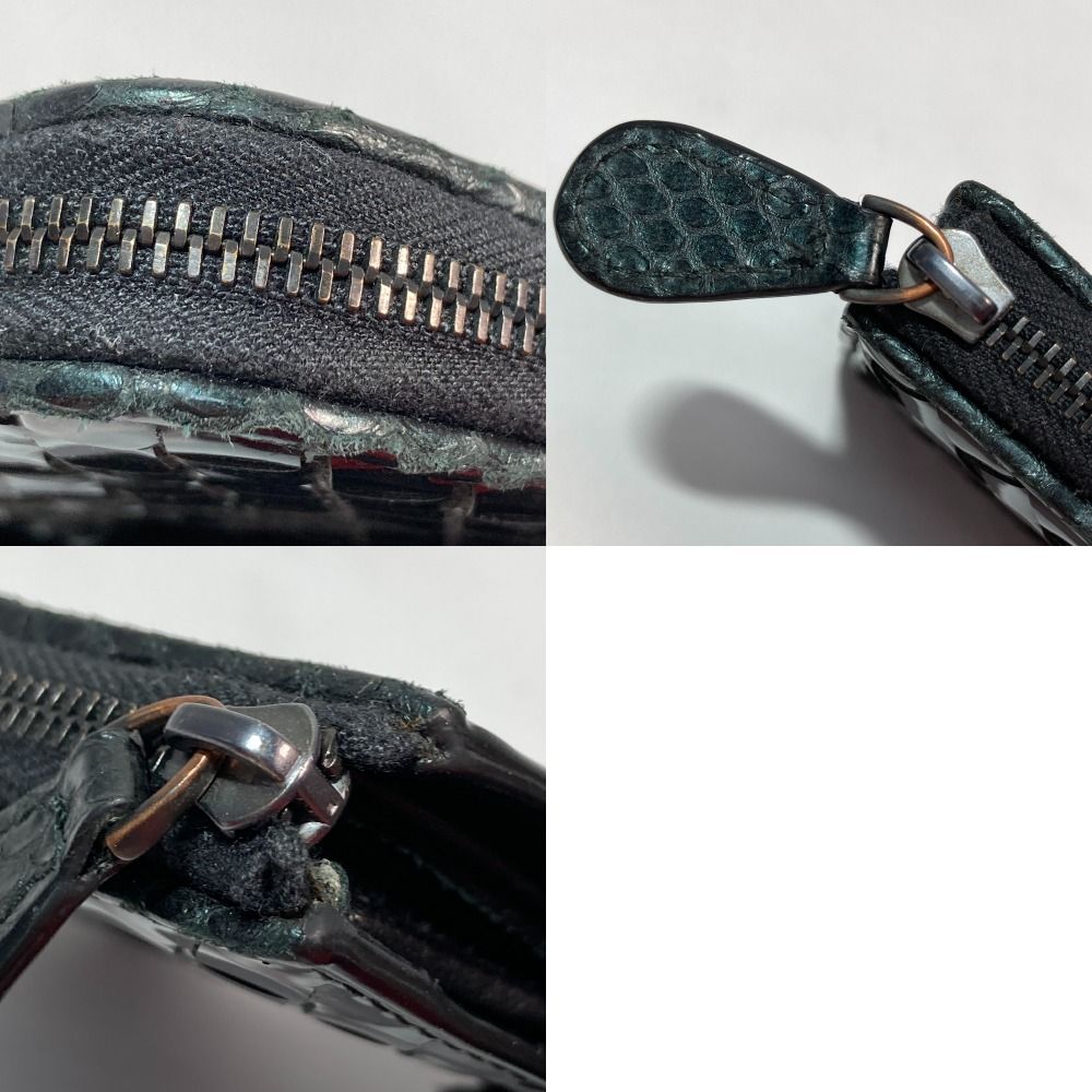 Bottega Veneta Intrecciato Round Zipper Wallet Black Enamel X