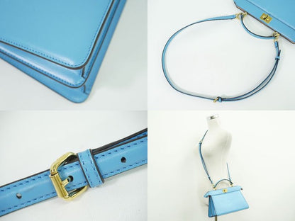 Authentic Fendi Peekaboo Icyou East West 2WAY Shoulder Bag Handbag Leather Blue