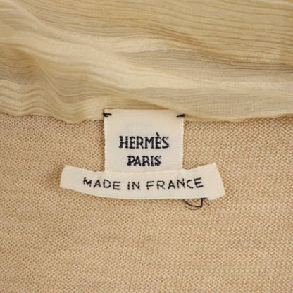 Hermes Silk Shawl Docking Cashmere Knit Sweater Beige LA