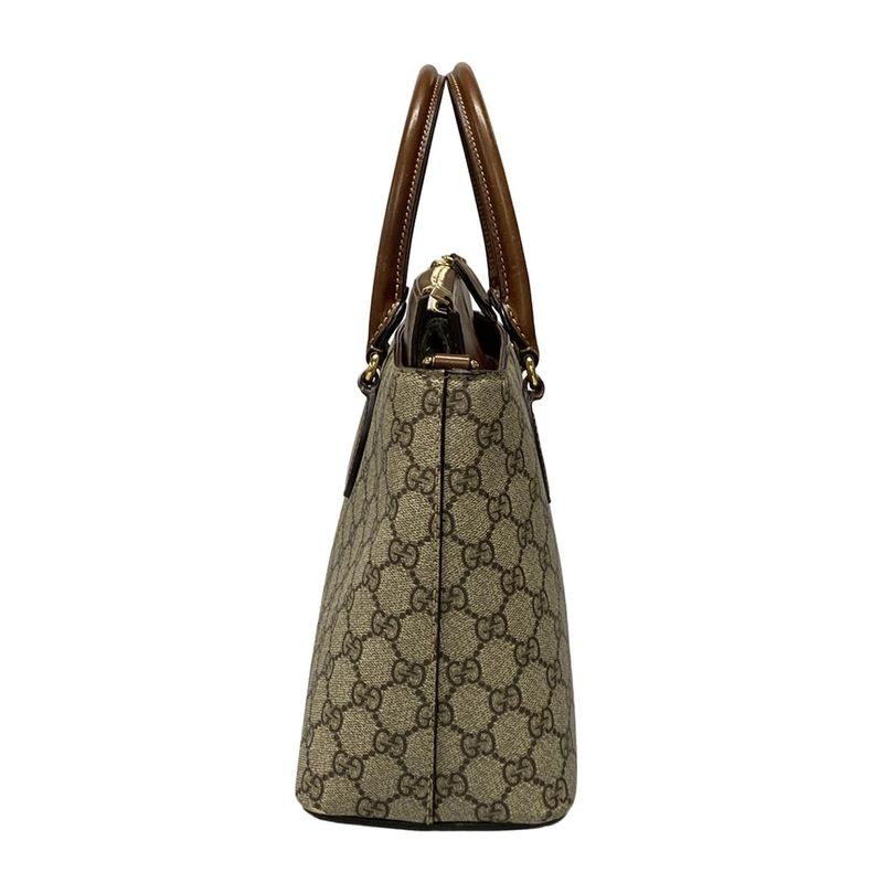 Gucci Handbag - 409534 Dark Brown And Beige Leather