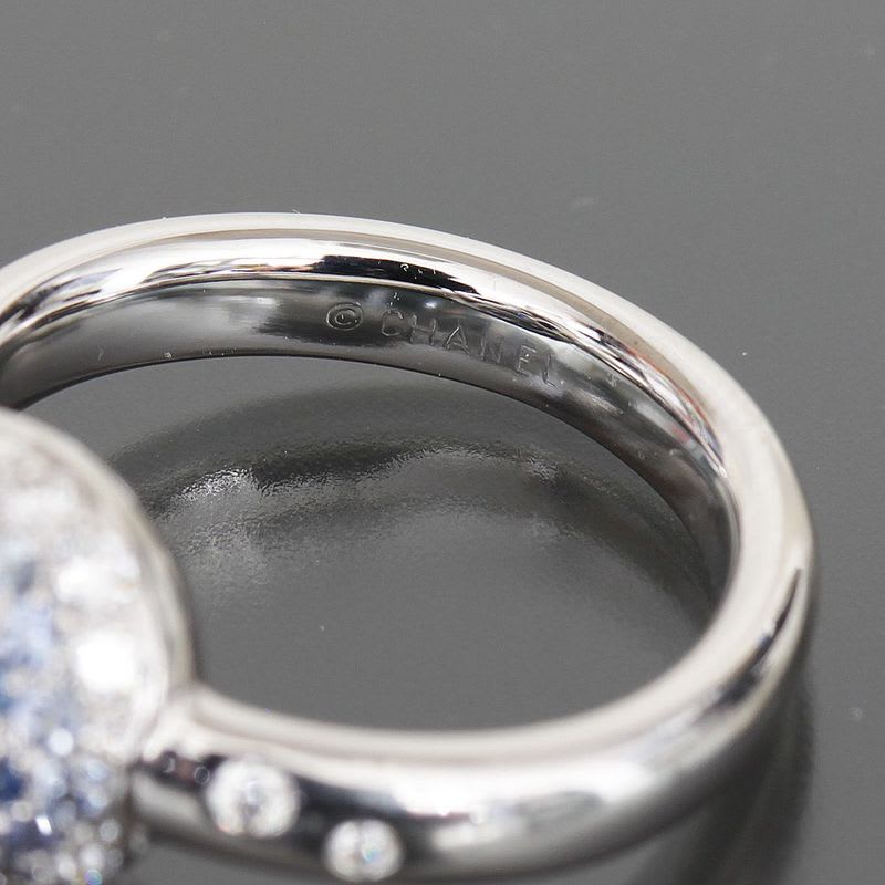 Chanel Sapphire Diamond Ring 18K White Gold 750 E0969