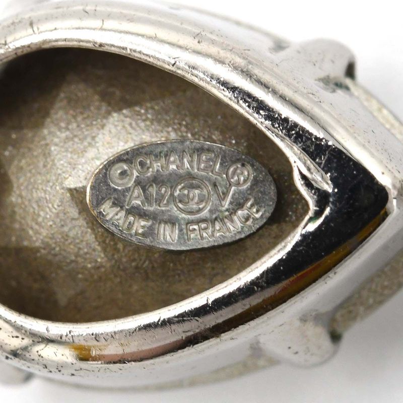 Chanel Earrings Teardrop Motif Coco Mark Bijoux Large A12V Silver Color 4.1g