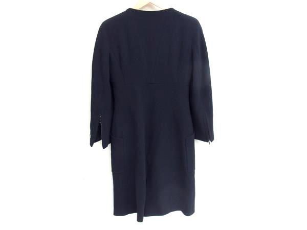 Chanel P09323 Coco Mark Wool Long Jacket Size 38 Clothing Women's Navy Fm0718