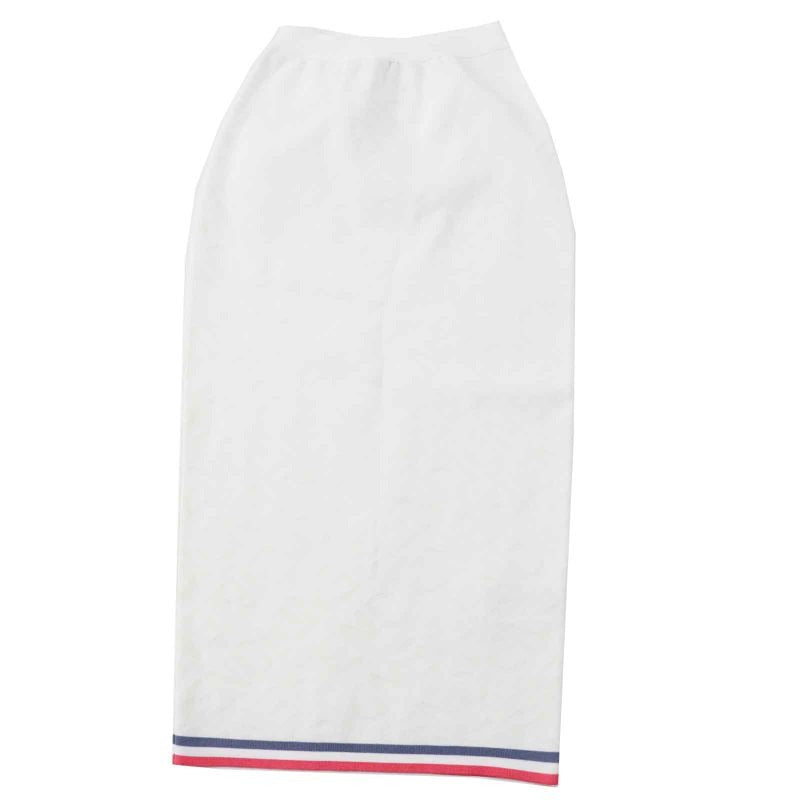 Fendi 2023 Fzq719 ANZE Logo Pattern Long Tight Skirt White Pink Gray 36
