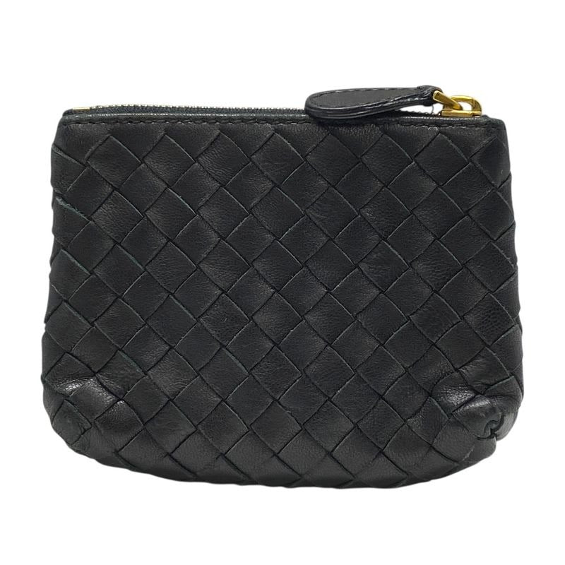 Bottega Veneta Intrecciato Coin Case Purse Compact Leather Black