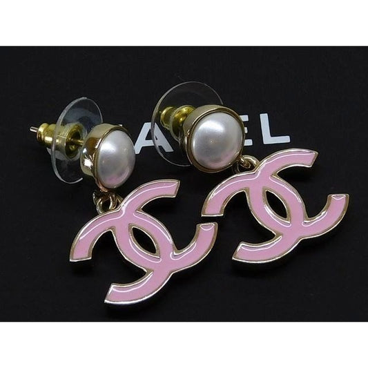 Chanel A25 P Earrings Coco Mark Faux Pearl Pink Color 7