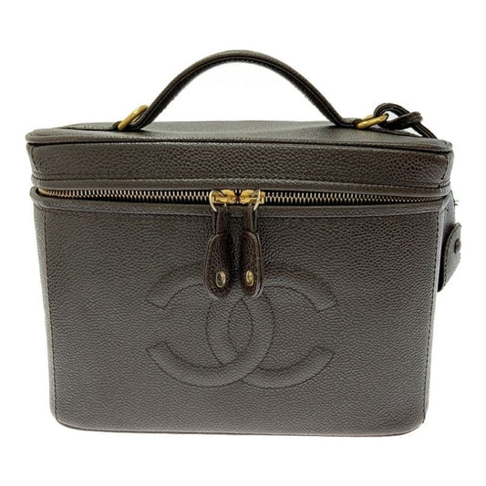 Chanel Caviar Leather 2-Way Vanity Bag Brown Handbag