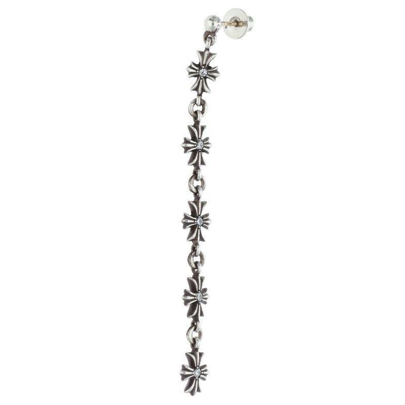 Chrome Hearts Tiny CH Pls Dia 5 Ech Plus 5 Drop 5 Diamond Silver Earrings