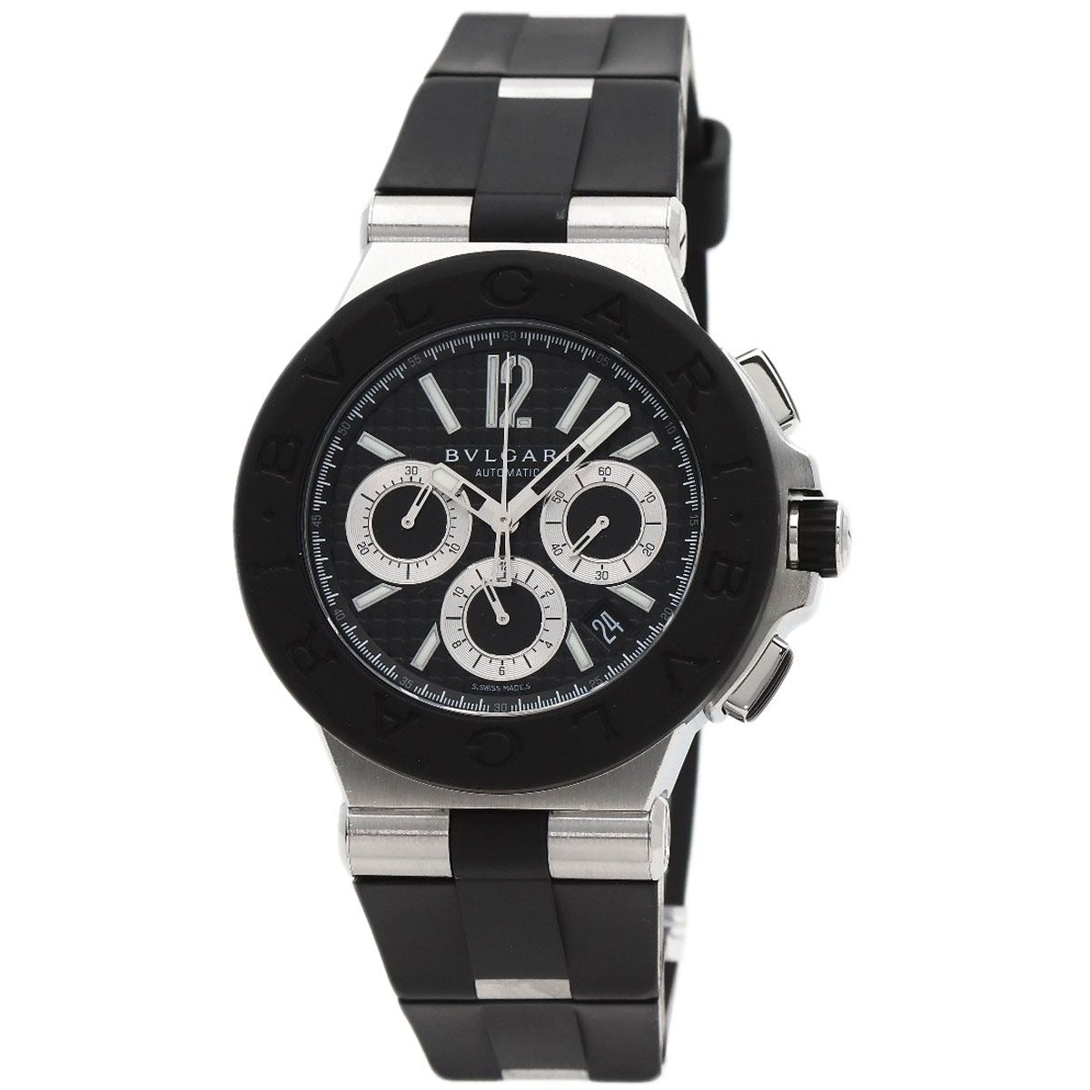Bvlgari Diagono Chronograph Watch SS Rubber
