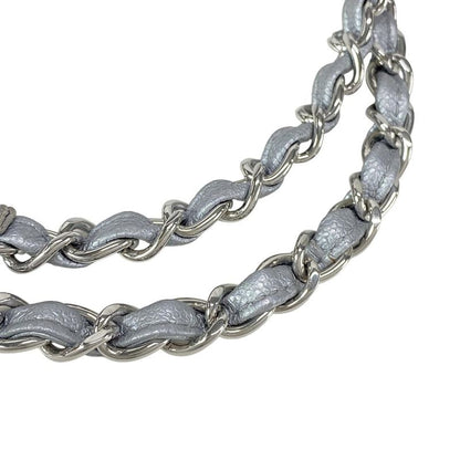 Chanel Shoulder Bag Double Flap Matelasse A01113 Metallic Gray Metal Serial