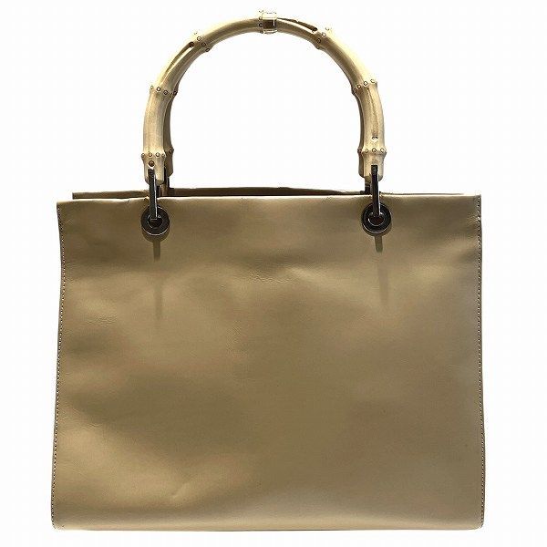 Gucci Bamboo 1016 Beige Bag Tote Handbag Women