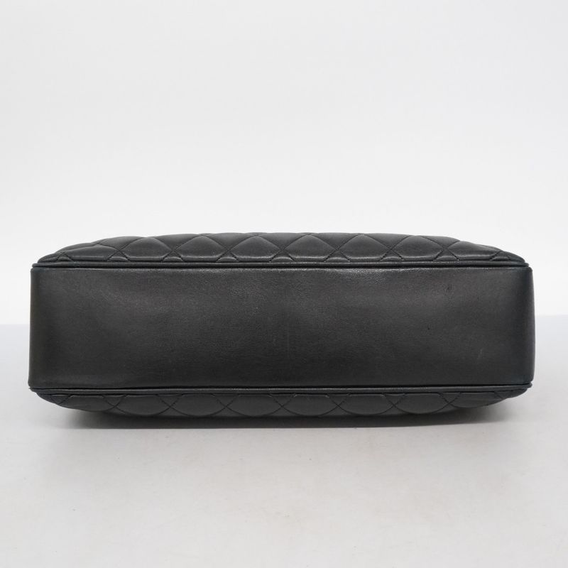 Chanel Shoulder Bag Matelasse Lambskin Black Gold Hardware Women