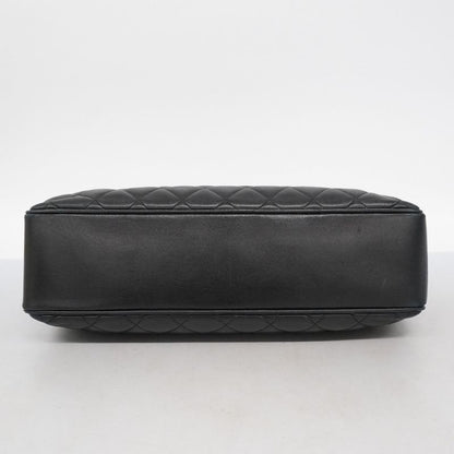 Chanel Shoulder Bag Matelasse Lambskin Black Gold Hardware Women