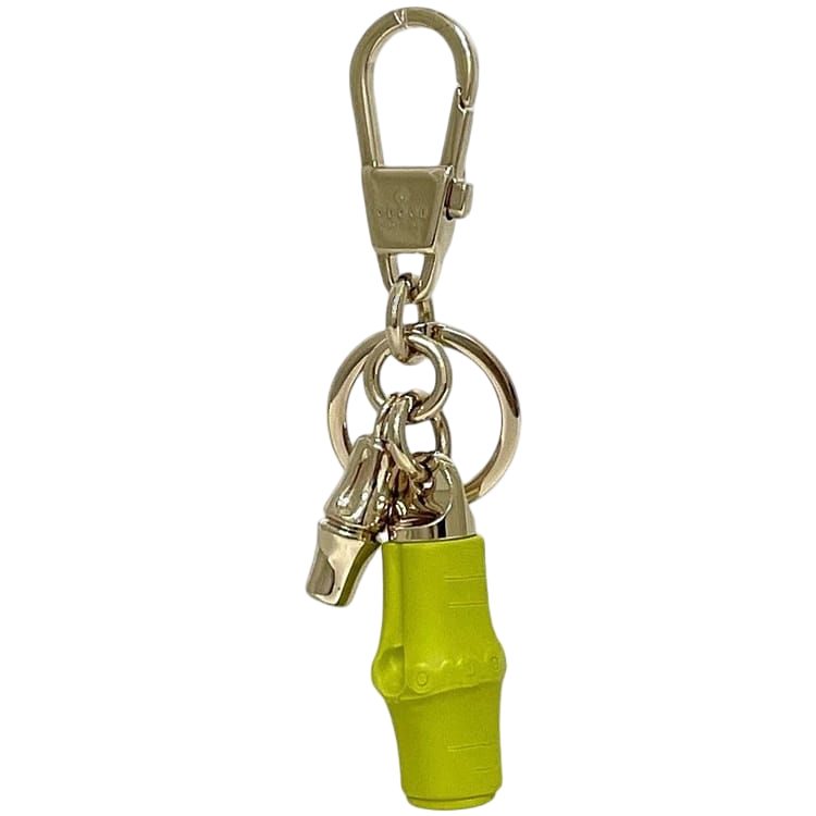 Gucci Charm Bamboo Metal Light Green Gold Yellow Keychain