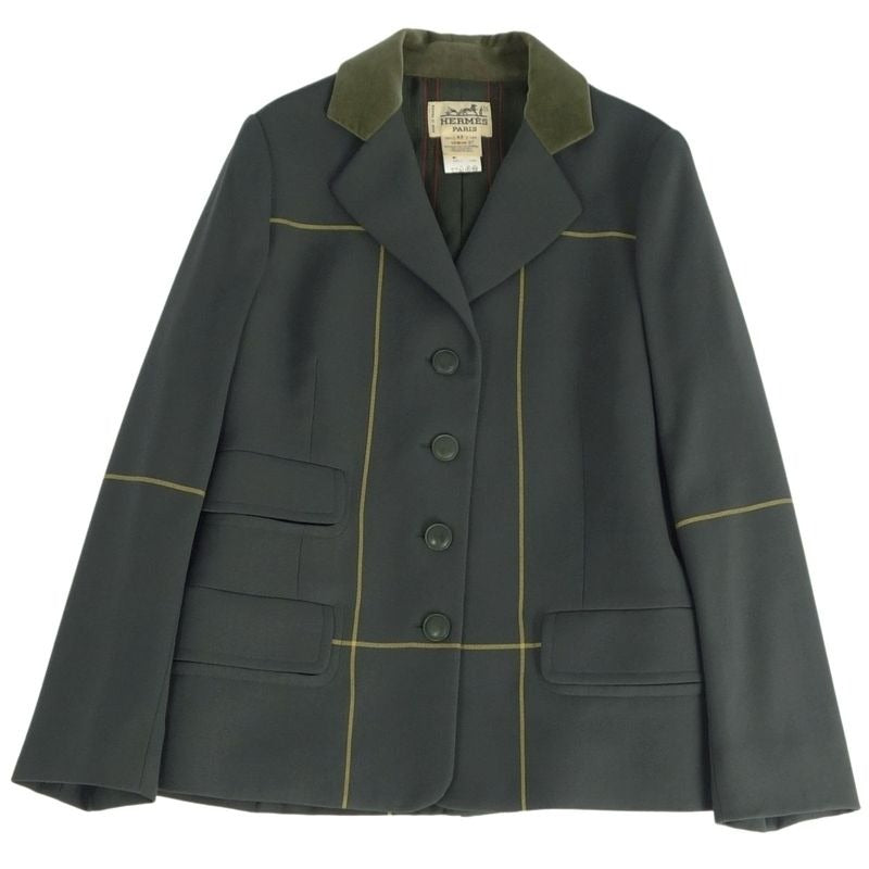 Hermes Jacket Tailored Collar Velour Vintage