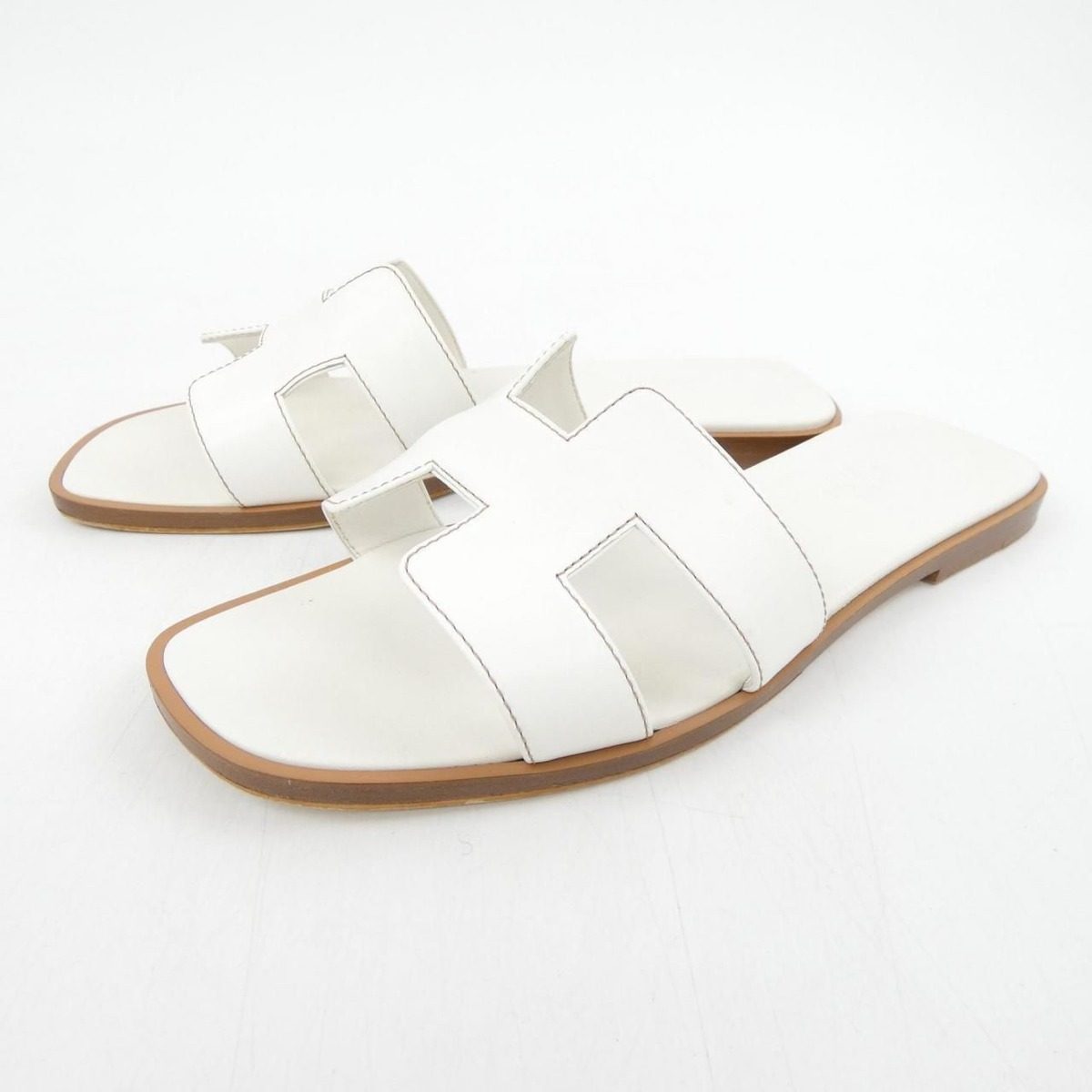 Hermes Oran Sandals White — view 3