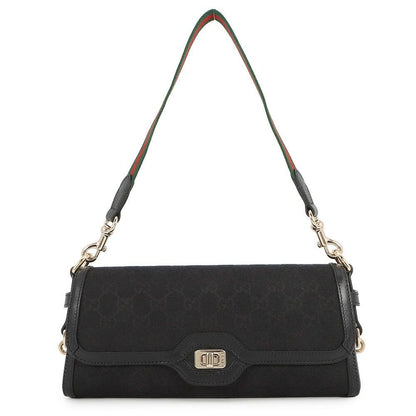 Gucci Shoulder Bag le Che GG Canvas Leather Black